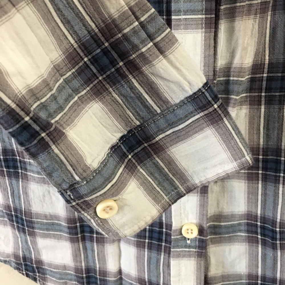 Current Elliot Plaid Button Down Blouse Size 0= US 2 Blue Fall Casual Cotton - Picture 4 of 10
